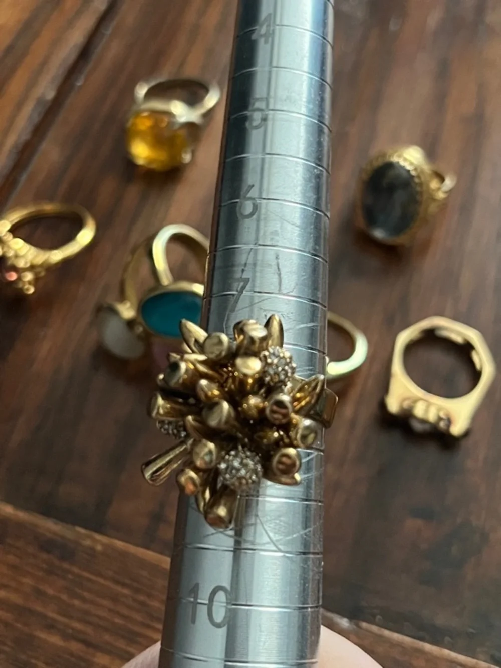 Lot of 7 Elegant Gold-Tone Women's Rings - Multiple Sizes